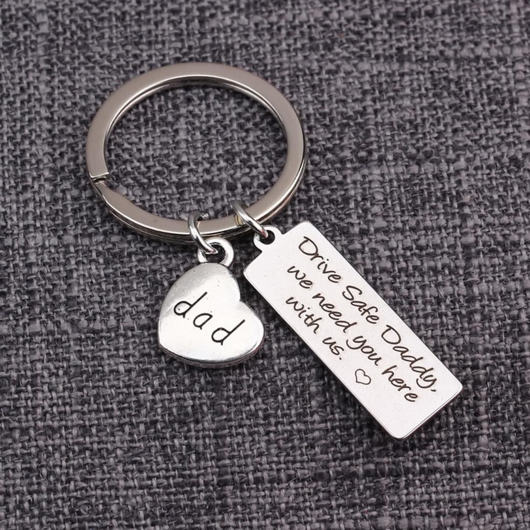 Customize Metal tag keychain with Small Heart | Personalized Father's Day Gift