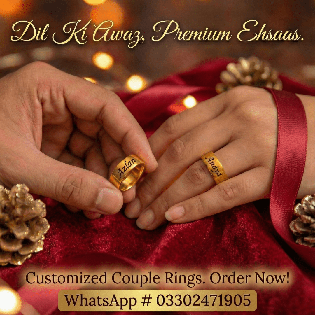 Customized Couple Name Rings (Pair of 2) Premium Gold Finish - GiftCity
