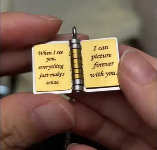 Love Book Necklace: Stainless Steel Mini Pendant, Romantic Gift - GiftCity