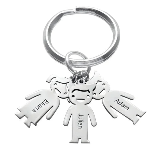 Personalized Family Kids Couple Metal Keychain | Custom Gift - GiftCity