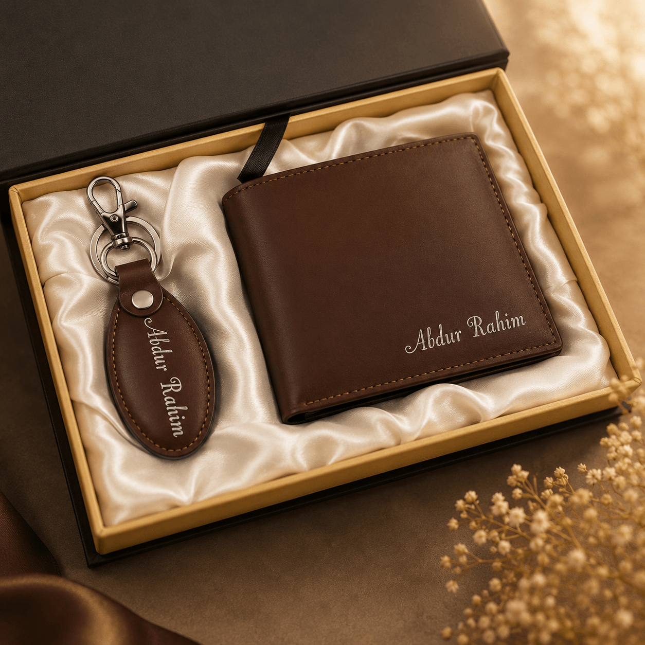 Premium Leather Wallet & Keychain