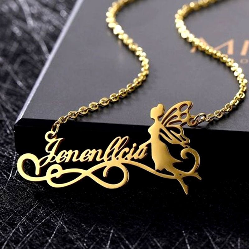 Butterfly Heart Custom Name Necklace - GiftCity