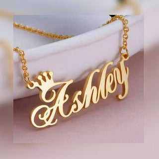 Crown Script Custom Name Necklace
