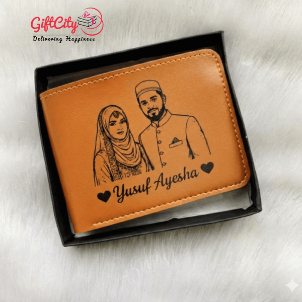 Custom Photo Engraved Leather Gift Set for Husband | Personalized Anniversary Gift