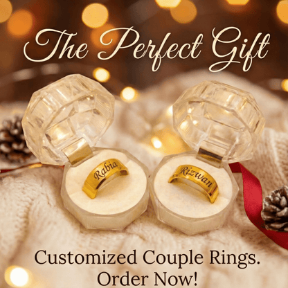 Customized Couple Name Rings (Pair of 2) Premium Gold Finish - GiftCity