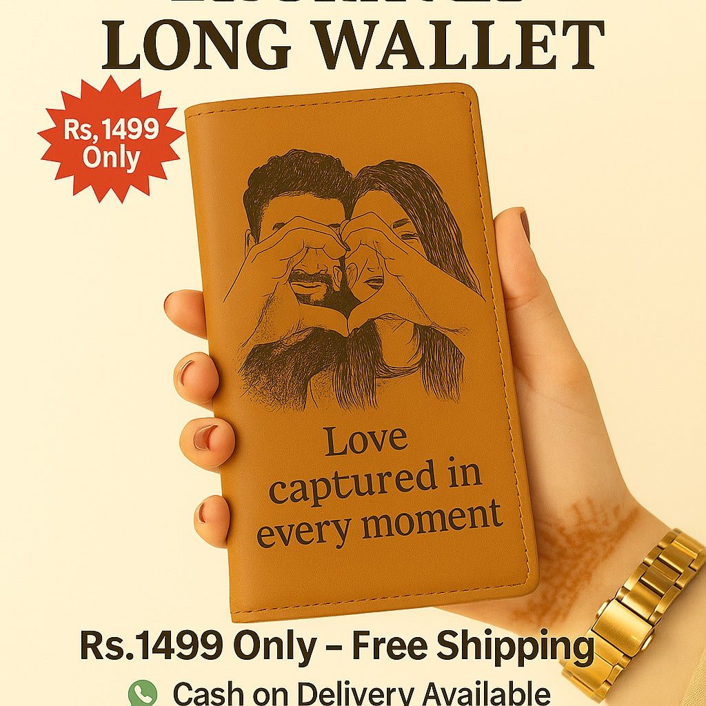 Customized Long Wallet With Picture|Name Engraved |Gift For Both - GiftCity