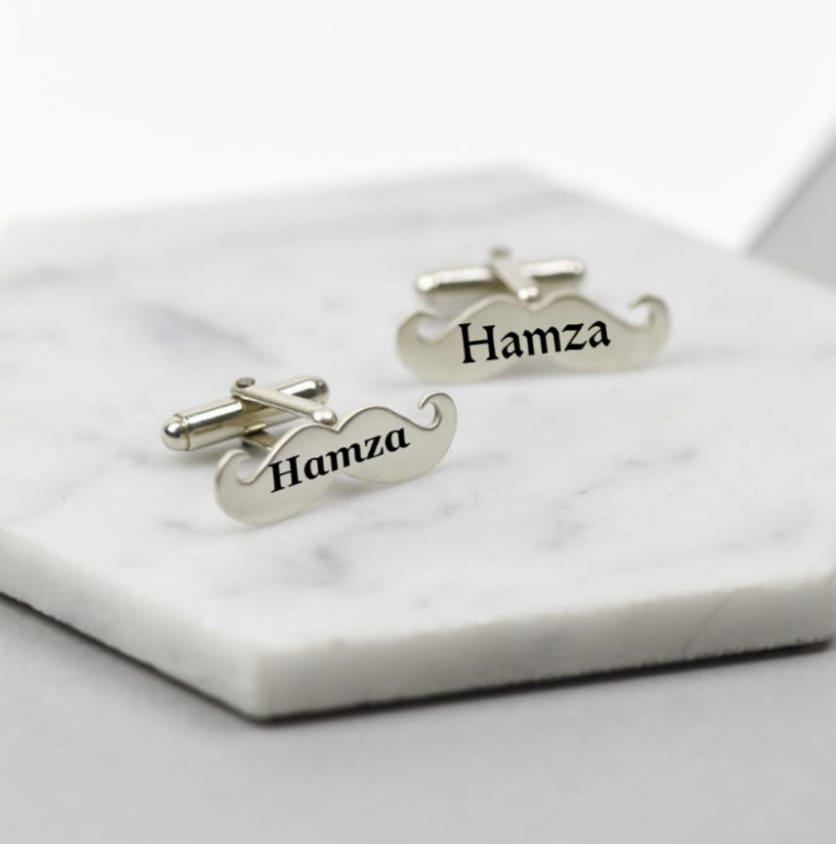 Customized Name Mustache Cufflinks for Men - GiftCity