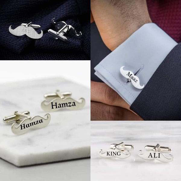 Customized Name Mustache Cufflinks for Men