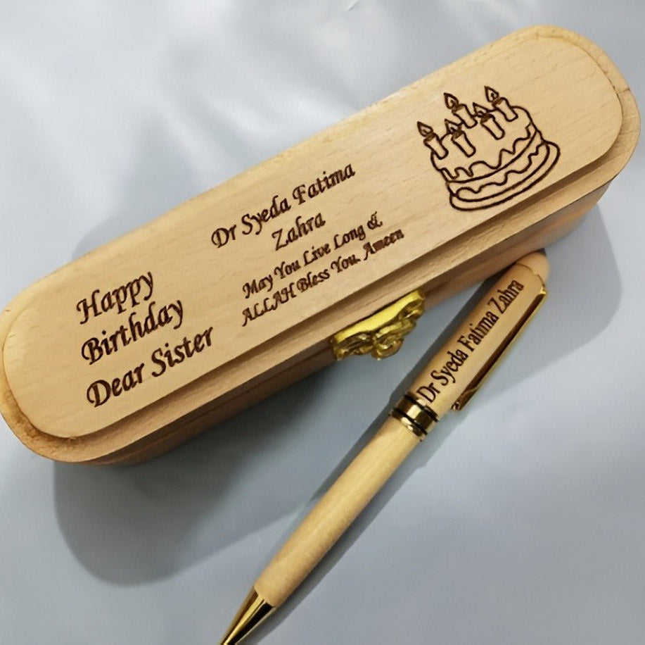 Customized Wooden Box With Pen - GiftCity