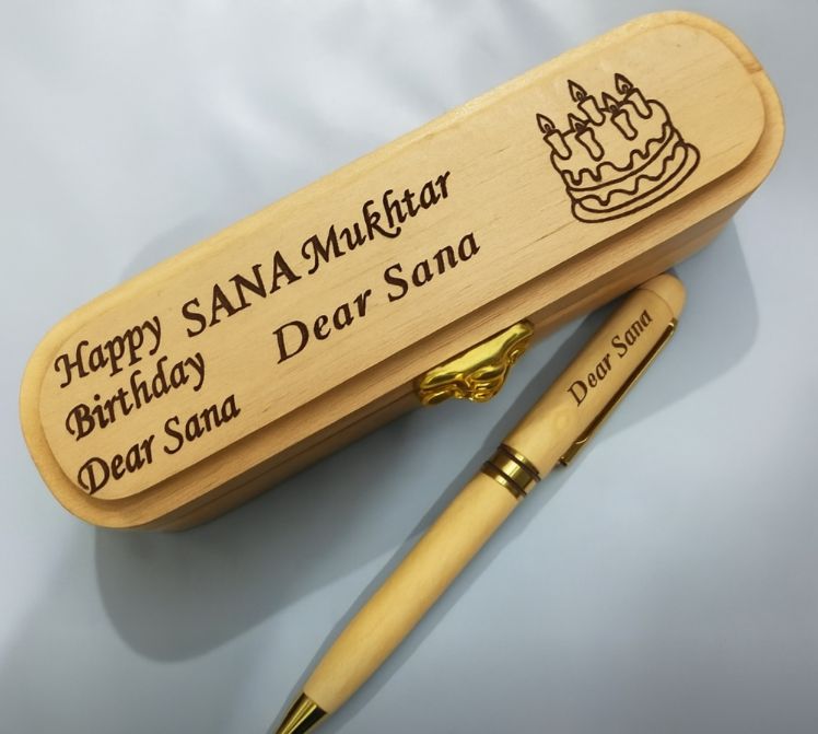 Customized Wooden Box With Pen - GiftCity