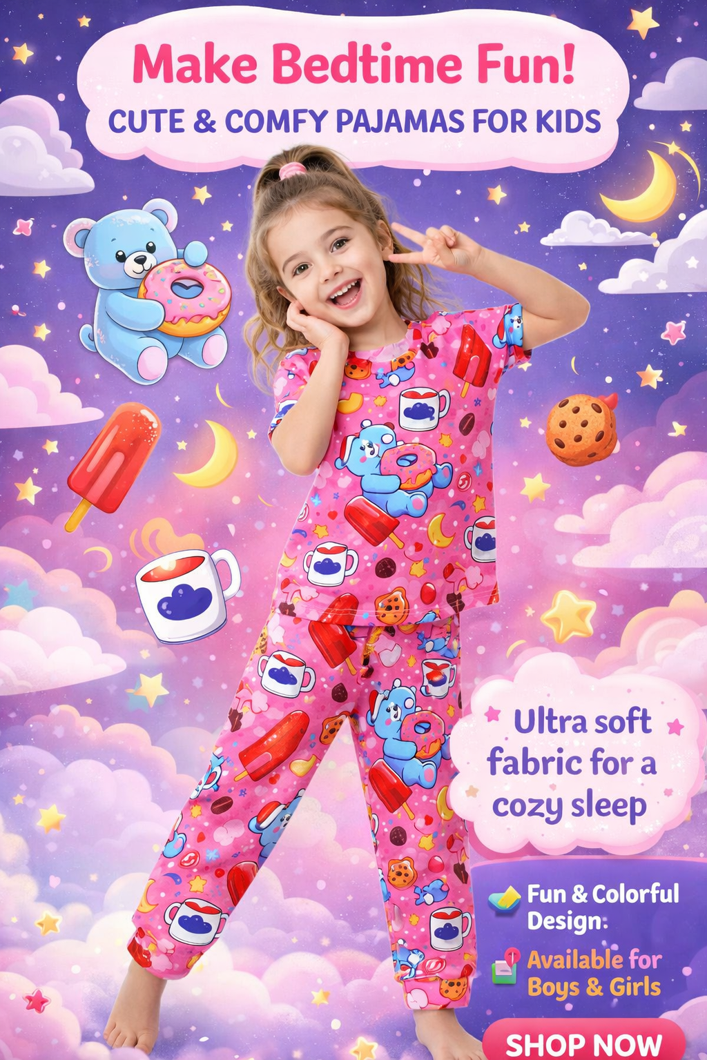 Cute & Comfy Kids Night Suit – Soft Pajama Set for Boys & Girls - GiftCity