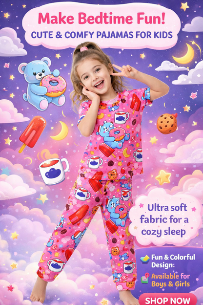 Cute & Comfy Kids Night Suit – Soft Pajama Set for Boys & Girls - GiftCity