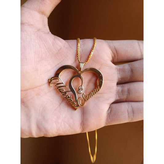 Double Heart Custom Name Necklace - GiftCity