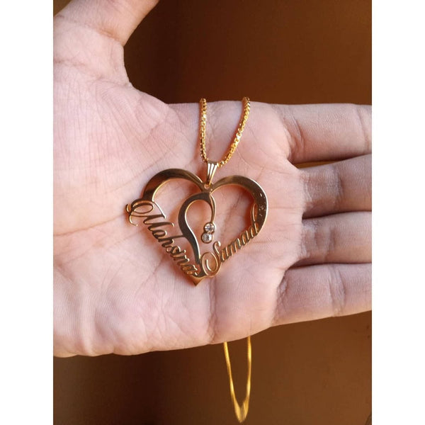 Double Heart Custom Name Necklace