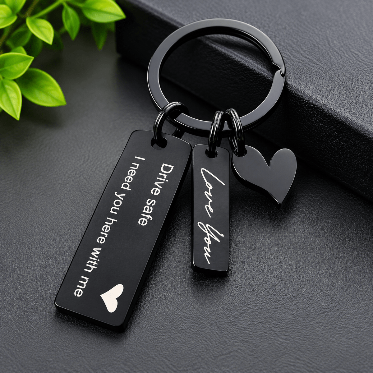 Drive Safe Personalized Multi-Charm Stainless Steel Keychain - GiftCity
