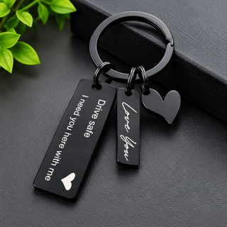 Drive Safe Personalized Multi-Charm Stainless Steel Keychain