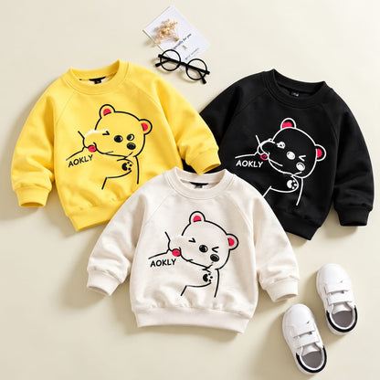 Kids pack of 3 bear printed fleece sweatshirts