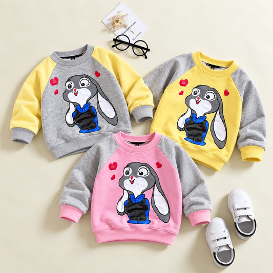 Girls pack of 3 bunny printed fleece sweatshirts