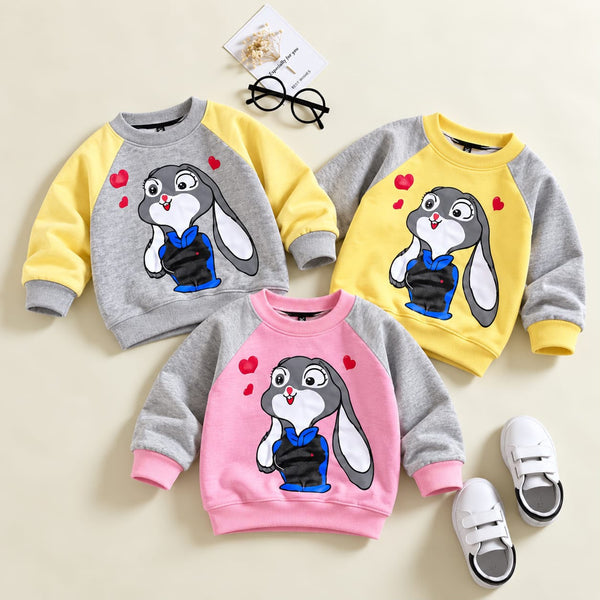 Girls Pack of 3 Bunny Printed Fleece Sweatshirts