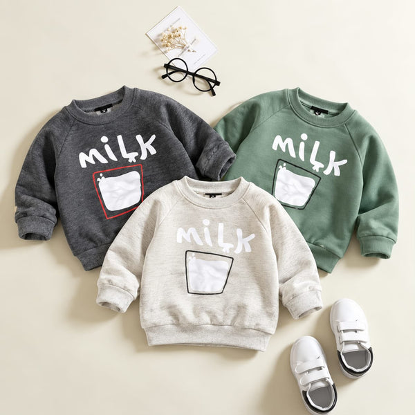 Kids Pack of 3 Milk Printed Fleece Sweatshirts