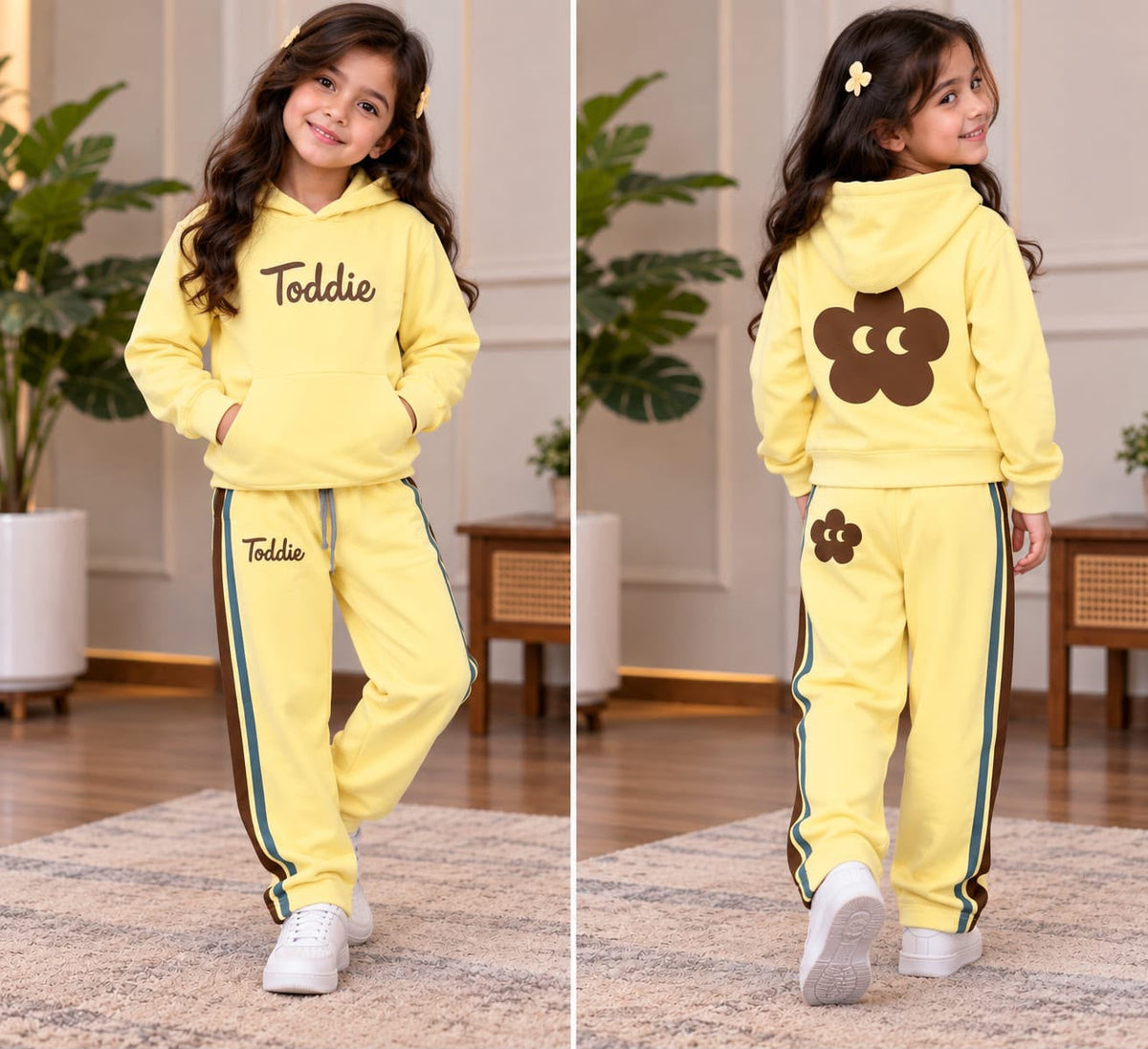 Kids Yellow Toddie Bear Fleece Tracksuit Set