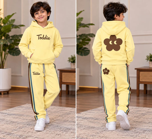 Kids Yellow Toddie Bear Fleece Tracksuit Set