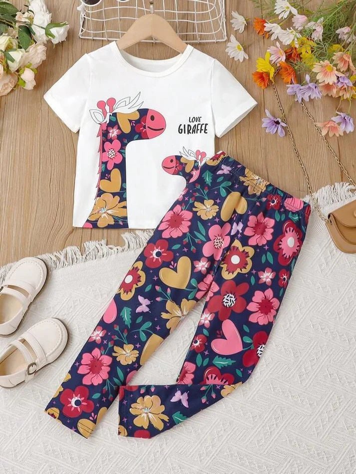 Love Giraffe Floral Print Kids Suit - GiftCity