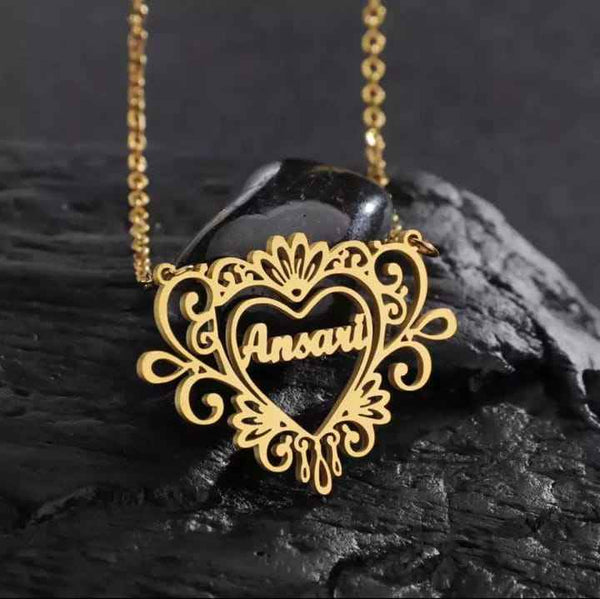 Ornate Heart Custom Name Necklace