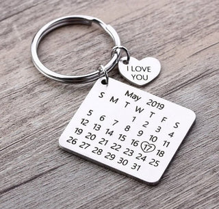 Personalized Calendar Date Stainless Steel Keychain | Anniversary Gift