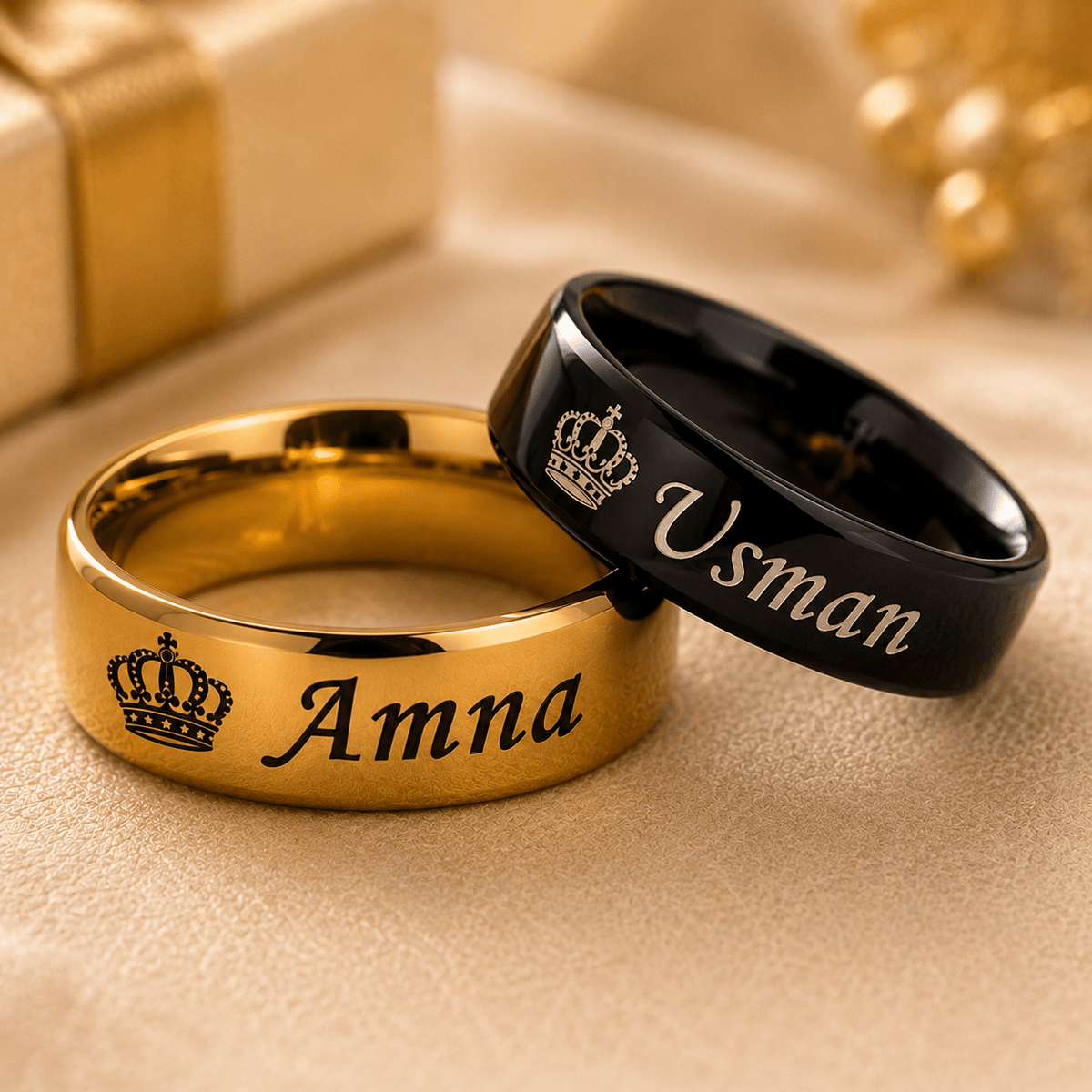 Personalized Couple Rings Custom Name Engraved - GiftCity