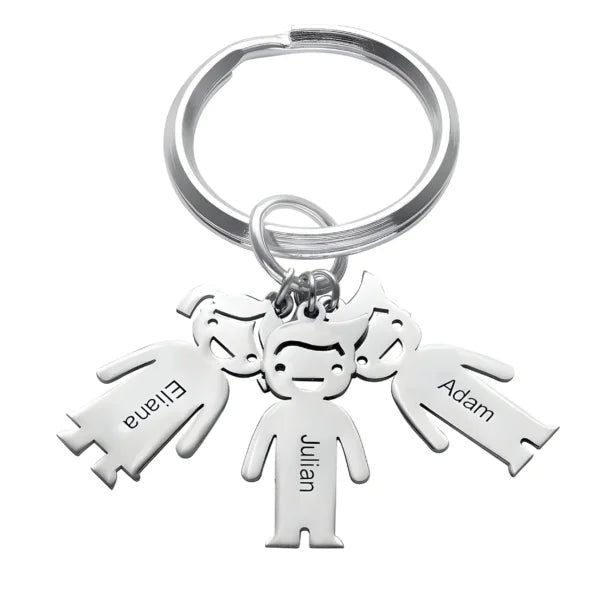 Personalized Family Kids Couple Metal Keychain | Custom Gift - GiftCity