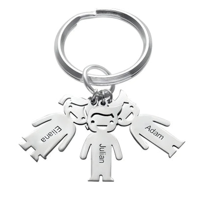 Personalized Family Kids Couple Metal Keychain | Custom Gift - GiftCity