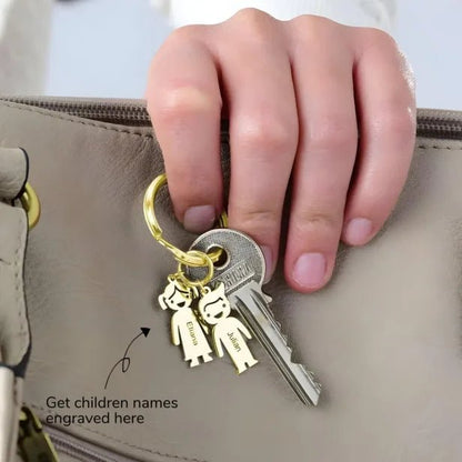 Personalized Family Kids Couple Metal Keychain | Custom Gift - GiftCity