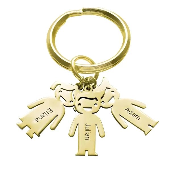 Personalized Family Kids Couple Metal Keychain | Custom Gift - GiftCity