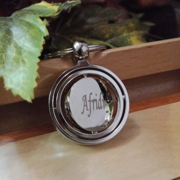 Personalized Metallic Round Name Keychain | Custom Engraved Gift - GiftCity