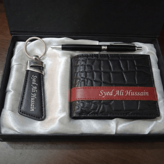 Premium Leather Wallet Keychain Pen - GiftCity