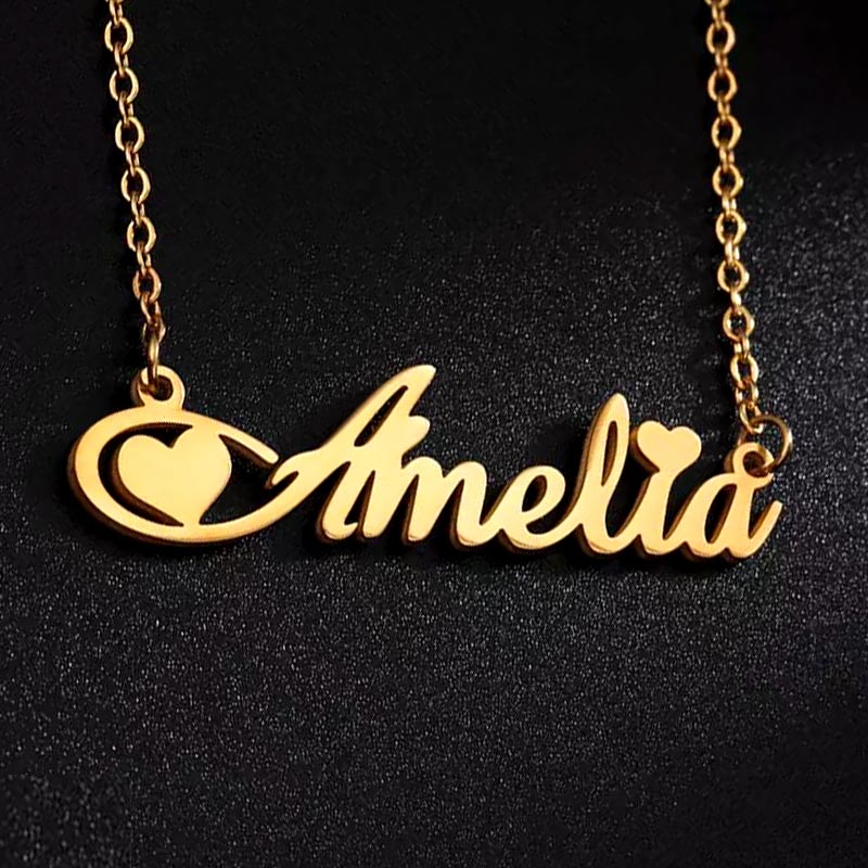 Star Heart Script Name Necklace - GiftCity