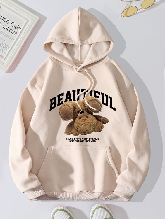 Women's Beautiful Teddy Printed Fleece Hoodie - GiftCity