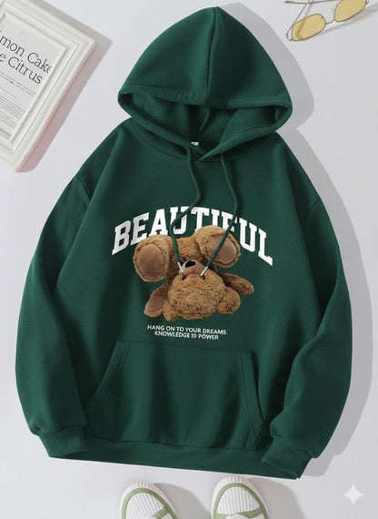 Women's Beautiful Teddy Printed Fleece Hoodie - GiftCity