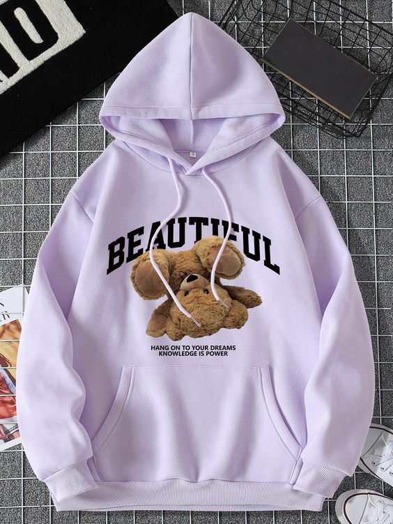 Women's Beautiful Teddy Printed Fleece Hoodie
