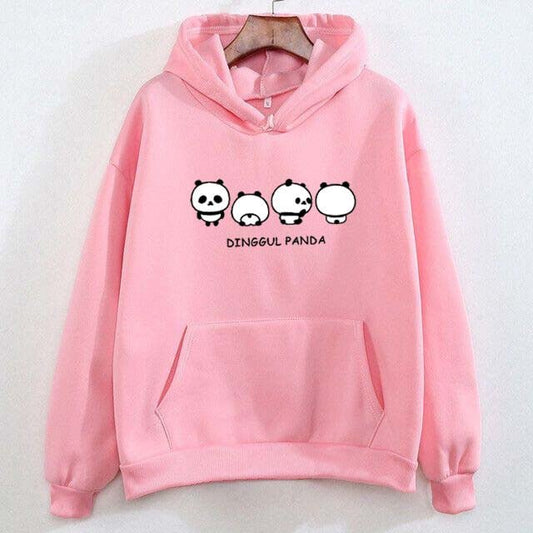 Women's Dinggul Panda Printed Fleece Hoodie - GiftCity