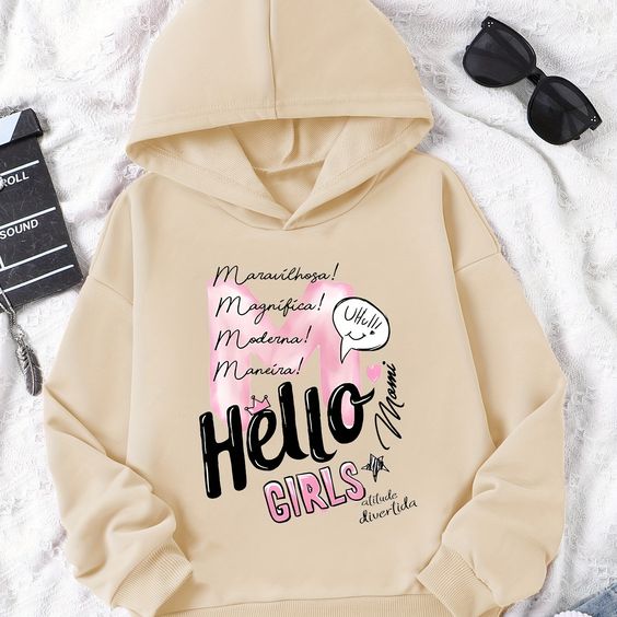 Women's Hello Girls Printed Fleece Hoodie - GiftCity